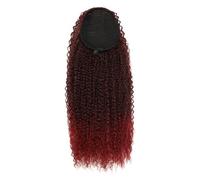 JIANBOHAIRS 24inch Synthetic Drawstring Ponytail Extensions,Curly Ponytails Kinky Pony Tail Fluffy Hairpieces for Women Daily Wear(MT1B-Burg)