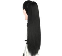 JIANBOHAIRS 26 Inch Long Straight Drawstring Ponytail,Synthetic Hairpieces Fake Pony Tails,Soft Clip in Hair Extension for Women,Natural Black Daily Wear