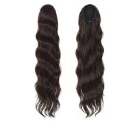 JIANBOHAIRS 28 Inch Long Body Wave Ponytail, Synthetic Heat Resistant Wrap Around Drawstring Curly Wavy Pony tail Clip in Hairpieces for Women Daily Wear(#4)