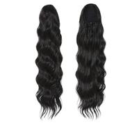JIANBOHAIRS 28 Inch Long Body Wave Ponytail, Synthetic Heat Resistant Wrap Around Drawstring Curly Wavy Pony tail Clip in Hairpieces for Women Daily Wear(#2)