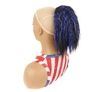 JIANBOHAIRS 28CM Drawstring Ponytail Extension,Synthetic Short Clip Curly Wavy Lightweight Layered Pony Tails Hair Extensions for Women Daily Wear(1BHBLUE2)