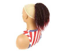 JIANBOHAIRS 28CM Drawstring Ponytail Extension,Synthetic Short Clip Curly Wavy Lightweight Layered Pony Tails Hair Extensions for Women Daily Wear(1BTBUG)