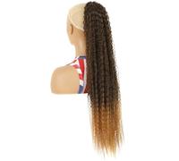JIANBOHAIRS 32 Inch Long Curly Ponytail Hair Extension,Synthetic Clip Drawstring Ponytails Hairs Extensions for Women Daily Wear(1BT27)