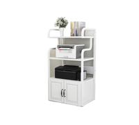 JIANBOHAIRS 4-Tier Printer Stand Standing Multi-Purpose Shelf Rack for Media Player Scanner Files Books Microwave Oven in Kitchen Living Room Home Office, White for Desk, Office, Home