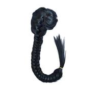 JIANBOHAIRS 50 cm Synthetic Women's Straight Fishtail Extension Adjustable Drawstring with Two Clips Braid Pigtail Ponytail Extensions Daily Wear(Jet black)