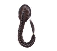 JIANBOHAIRS 50 cm Synthetic Women's Straight Fishtail Extension Adjustable Drawstring with Two Clips Braid Pigtail Ponytail Extensions Daily Wear(Medium brown)