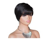 JIANBOHAIRS 6 inch Short Pixie Cut Wigs for Black Women Layered Brazilian Virgin Human Hair Glueless Wig for Daily Use for Thinning Hair(1B#)