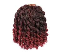 JIANBOHAIRS 8 Inch Jamaican Bounce Crochet Wigs,Curl Curly Braiding Hair for Black Women 3PCS for Thinning Hair(Wine red)