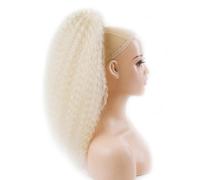 JIANBOHAIRS Afro Kinky Curl Drawstring Ponytail,Low Temperature Fiber Deep Curly Fluffy Draw String Ponytails for Daily Use Daily Wear(Blonde,22inch)