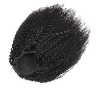 JIANBOHAIRS Afro Kinky Curly Drawstring Ponytail Human Hair,Drawstrings Ponytails Extension for Women,Natural Black Daily Wear(16 inch)
