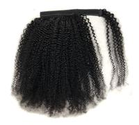 JIANBOHAIRS Afro Kinky Curly Ponytail Human Hair Extensions For Black Women Wrap Around Curly Human Hair Ponytail Extension HairPieces Daily Wear(14inch)