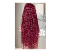 JIANBOHAIRS Burgundy Wig 13x4 Deep Wave Human Hair Pre Plucked HD Transparent Lace Frontal Wigs for Black Women for Thinning Hair(38inch)