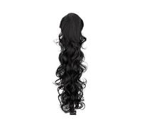 JIANBOHAIRS Claw Clip Ponytail,30 Inch Black Pony Tail For Women Long Curly Wavy Hair Extensions Synthetic Hairpiece For Daily Party Use Daily Wear(1B)