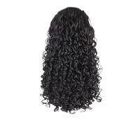 JIANBOHAIRS Curly Human Hair Drawstring Pony Tail For Black Women Brazilian Virgin Deep Wave Clip In Ponytail Extension Natural Black Daily Wear(14inch)