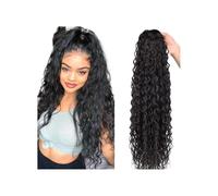 JIANBOHAIRS Deep Water Wave Drawstring Ponytail Human Hair Extensions Brazilian Natural Hairpiece With Clip Ins Remy Pony Tail Daily Wear(20inches)