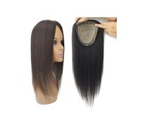 JIANBOHAIRS European Virgin Human Hair Topper 12x13cm Silk Top Skin Base Toupee With 2cm PU Around HairPiece with Clips for Women for Thinning Hair(22 inch,Medium Brown)