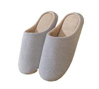 JIANBOHAIRS Foam Slippers Simple Striped Home Slippers Men's Spring And Autumn Indoor Wooden Floor Bedroom Silent Comfortable Japanese Style Home Shoes(Navy Blue,42-43)