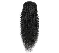 JIANBOHAIRS Human Hair Afro Kinky Curly Drawstring Ponytail for Women,Ponytails Extension Natural Black Daily Wear(Black Kinky Curly,26 inch)