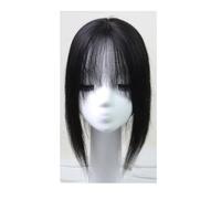 JIANBOHAIRS Human Hair Toppers for Woman Base Size 7x10 cm 360° Cover with Wispy Bangs Hairpieces Clip in HairExtensions for Thinning Hair(Natural Black,12 inch)