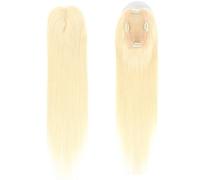 JIANBOHAIRS Human Thinning Hairs For Women No Bangs 3x5 Inch Monofilament Large Bases Clip In Topper Wiglets Top Hair Pieces 16 Inch for Thinning Hair(Bleach Blonde)