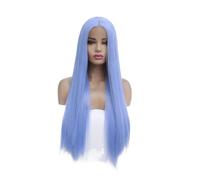 JIANBOHAIRS Ice Blue Hair Synthetic Lace Front Wig Long Straight Light Blue Natural Hairline Glueless Wigs for Fashion Women for Thinning Hair(24inch)