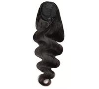 JIANBOHAIRS Kinky Straight Ponytails, Human Hair Grade Drawstring Ponytail Extension, Yaki Clip In Pony Tail For Black Women Daily Wear(Body Wave,28inch)
