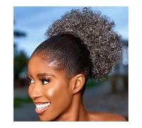 JIANBOHAIRS Large Afro Synthetic Puff Drawstring Ponytail 10 Inch Short Kinky Curly Hair Pony tail Hair Extensions with 2 Clips for Thinning Hair(Grey)