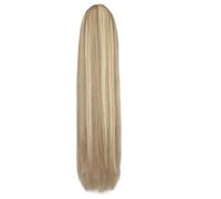 JIANBOHAIRS Light Ash Blonde Mixed Straight Long Ponytail 120 g Drawstring Ponytail Clip In Human Hair Extensions Daily Wear(24inch)