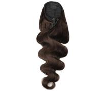 JIANBOHAIRS Long Body Wave Ponytail Extension, Drawstring Curly Wavy Clip In Hairpieces for Women,Dark Brown Daily Wear(18 inch)