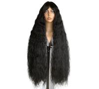 JIANBOHAIRS Long Curly Wig With Bangs For Women, 40 Inch Wavy Synthetic Bounce Fluffy Natural Style Wigs For Daily Use