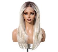 JIANBOHAIRS Ombre Blonde Platinum Synthetic Wig Long Straight 13x6 Lace Front Wigs for Women Daily for Thinning Hair