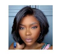 JIANBOHAIRS Pixie Cut Wigs Human Hair Short for Women Black Transparent Frontal Wig Straight Bob Glueless Wigs for Thinning Hair(13x5x1 T Side Part)