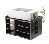 JIANBOHAIRS Printer Rack，Thicken File Holder Wooden Desktop Multi-layer 4 Grid Office Bookshelf A3 Paper Storage Box Information Box for Desk, Office, Home(Black)
