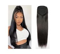 JIANBOHAIRS Straight Drawstring Ponytail For Women, Straight Wrap Drawstring Brazilian Virgin Human Hair Extension, Remy Clip In Ponytails Hairpiece 14 Inch Daily Wear(16inches)