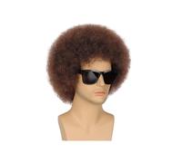 JIANBOHAIRS Synthetic 4-Color 70s Rock Afro Wigs - Synthetic Curly Hair, Stylish Design, Perfect For Mens/Women Halloween Cosplay for Thinning Hair(Brown)