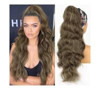JIANBOHAIRS Synthetic Long Body Wavy Drawstring Ponytail for Women Synthetic Wave Hair Extension Clip in Hairpiece Fake Hair Daily Wear(Mix brown)