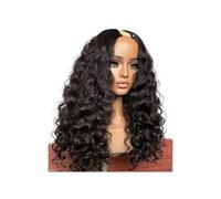 JIANBOHAIRS V Part Natural Black Wig Human Hair Curly 180 Density, Brazilian Remy Hair Upgrade U Part Wigs for Black Women for Thinning Hair(18inch)