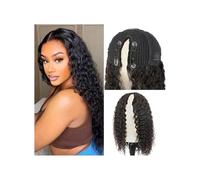 JIANBOHAIRS Water Wave V Part Wig Human Hair Brazilian Curly Wigs For Women 180 Density for Thinning Hair(28inch)