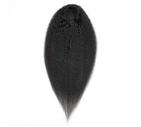 JIANBOHAIRS Yaki Kinky Straight Ponytail Clip in Drawstring,Human Hairs Extensions Brazilian Ponytails, Afro Remy Hair Pieces for Women Daily Wear(18inch)