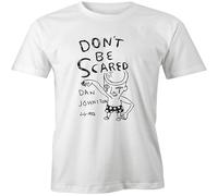 JIANBRAND Daniel Johnston Don't Be Scared 1982 Iconic Pop Art Abstract Low Fi Shirts Summer Clothes Mens Graphic T-Shirts White XXL