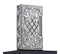 JIANCHEN Classic Lighter, Butane Copper Exquisitely Carved Vintage Lighter, Side Slide Lgnition Trench Lighter for Men Dad Husband Gift Collect,Silver