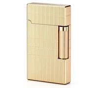 JIANCHEN Classic Metal Butane Lighter, Refillable Soft Flame Flip-Top Design, Durable Pocket Lighter with Presentation Box for Daily Use or Collecting,Gold C