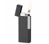 JIANCHEN Classic Metal Butane Lighter, Refillable Soft Flame Slim Pocket Lighter, Durable Flip-Top Design for Daily Use or Gifting,Black