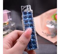 JIANCHEN Pink Flame Cool Bling Lighter, Sparkling Sapphire Refillable Butane Lighter for Ladies