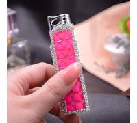 JIANCHEN Pink Flame Cool Lighter - Metal Refillable Butane Lighter for Girls & Women - Rose Red