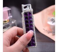 JIANCHEN Pink Flame Cool Lighter - Metal Refillable Butane Lighter for Women, Deep Purple