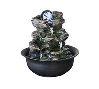 jiande Zen Tabletop Fountain Spinning Orb Rock Cascading, Meditation Indoor Waterfall Feature with LED Feng Shui Ball Rockery Water for Home Office Bedroom