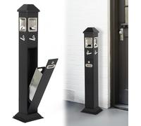 JIANFA 1.2M Floor Standing Bin Approved Outdoor Use Rubbish Waste Bin Free Standing Bin Stainless Steel Bin Lockable With Keys, Removable Inner - Black