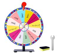JIANFA 12 Inch Prize Wheel Age 2+, Heavy Duty Spin the Wheel with Eraser, 12 Slots Color Fortune Roulette Spinning Wheel for Win Fortune Spin Games, Carnival, Spinning Game Party Pub