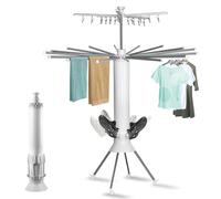 JIANFA 4-Legged Clothes Drying Rack Foldable, Outdoor Collapsible Drying Rack Clothing, Portable Laundry Drying Rack with 4 Pulleys， 3-Tier Collapsible Drying Racks for Laundry and Shoes